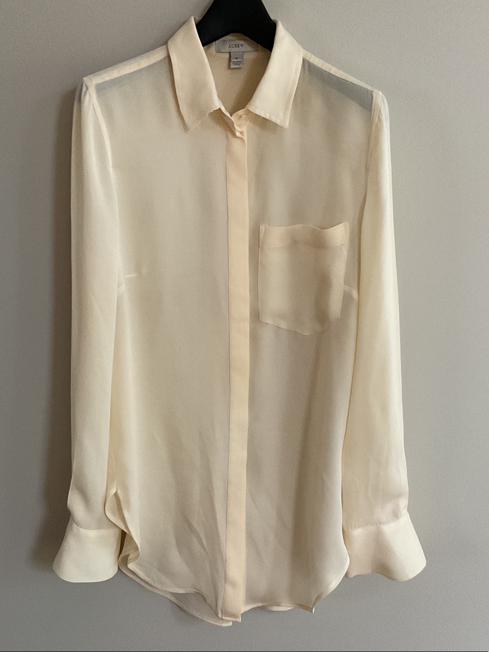 J. Crew Soft Cream Silk-Like Button Front Shirt